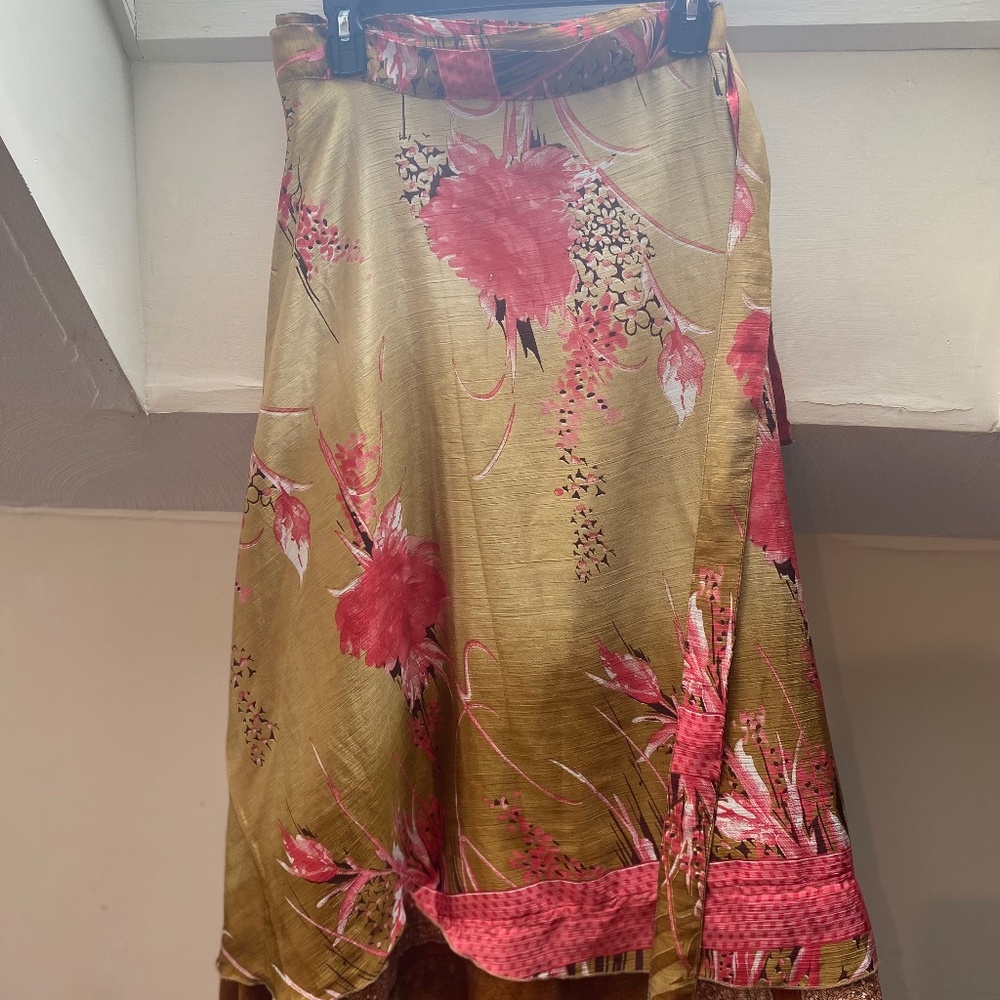 Sari Silk Wrap Skirt XL